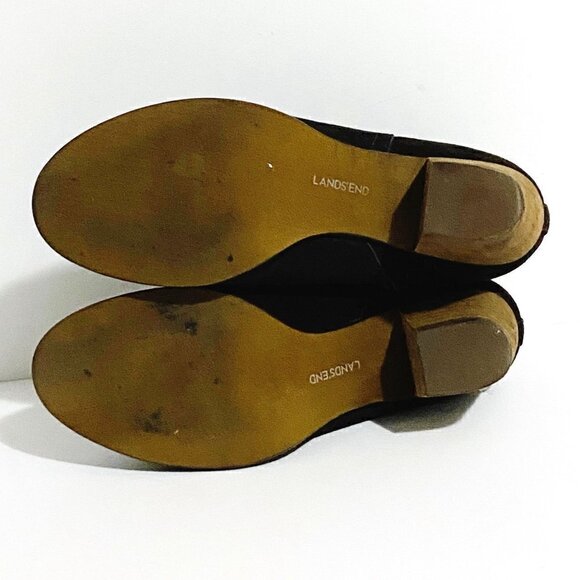 Lands’ End dark brown suede chunky heel booties, size 8 - Picture 7 of 11